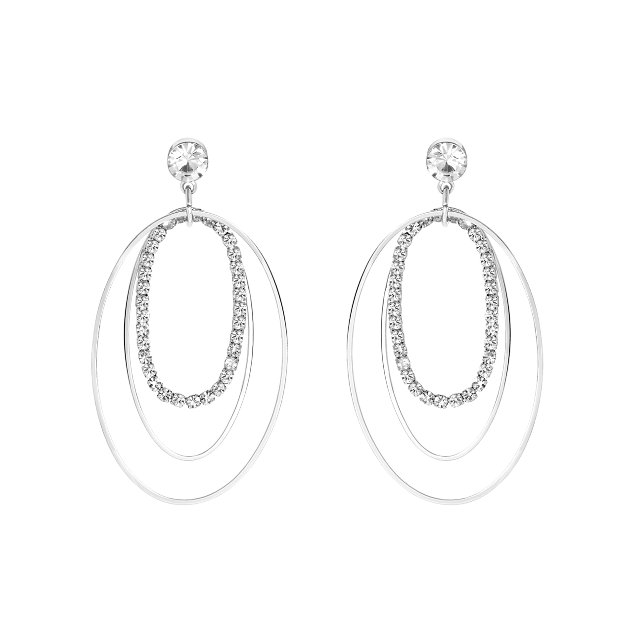 Zilverkleurige bijoux oorbellen met steentjes
