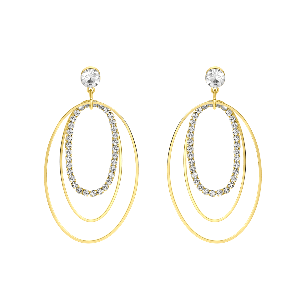 Goldfarbene Bijoux-Ohrringe mit Steinchen
