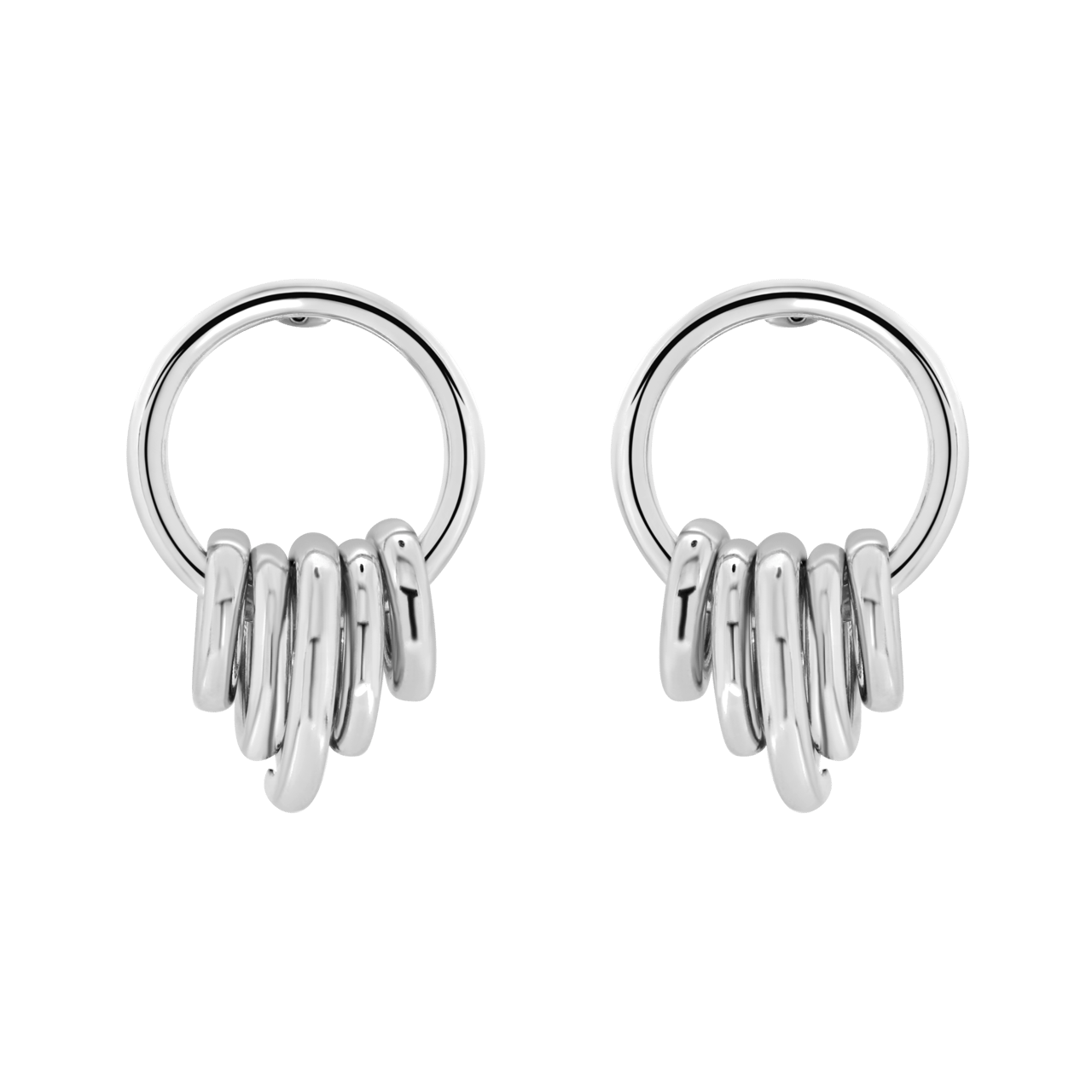 Zilverkleurige bijoux oorbellen met ringen