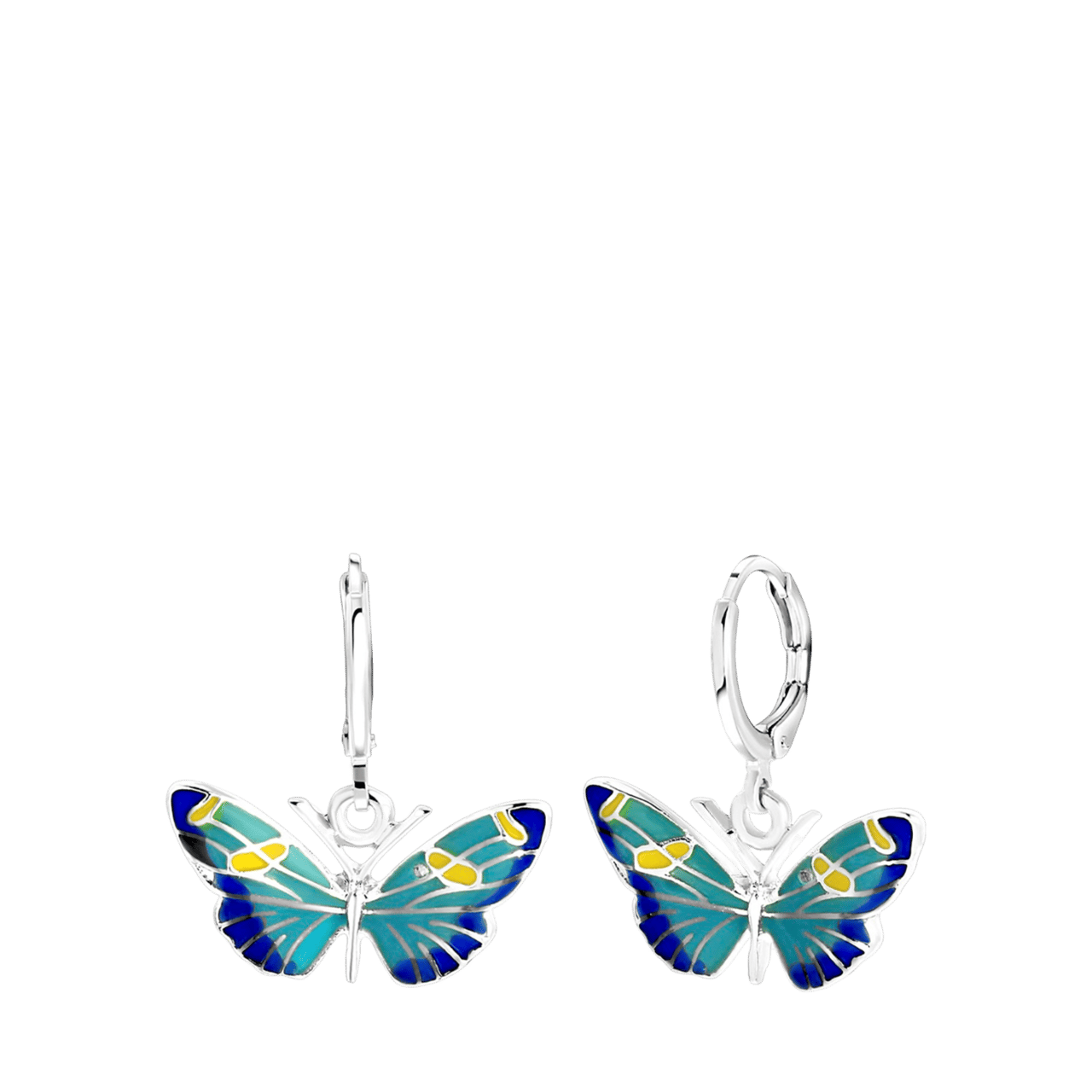 Zilverkleurige bijoux oorbellen met vlinder