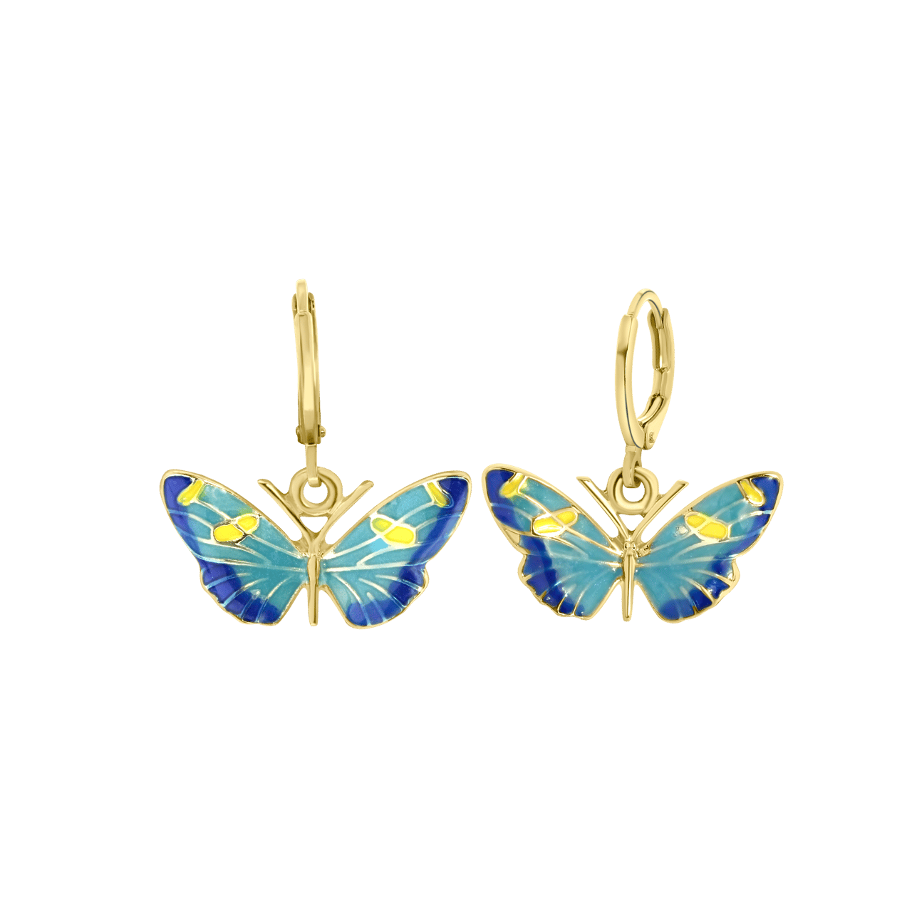 Goldfarbene Bijoux-Ohrringe mit Schmetterling