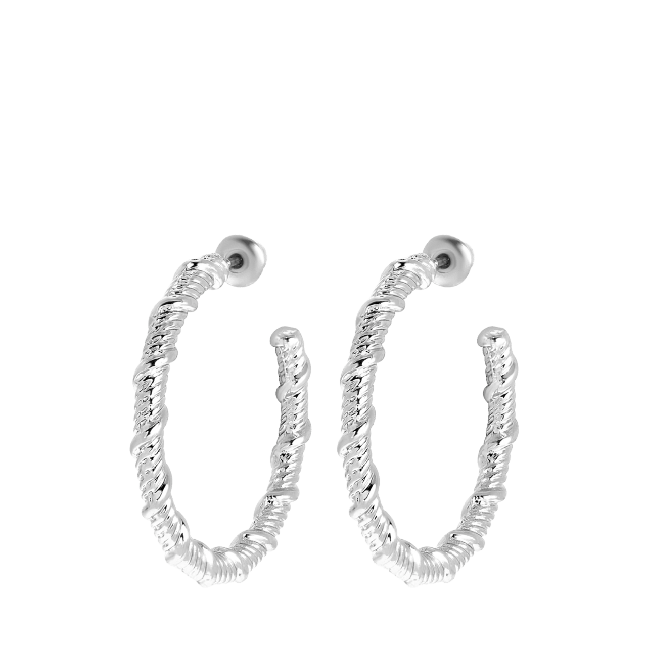 Zilverkleurige bewerkte bijoux oorringen