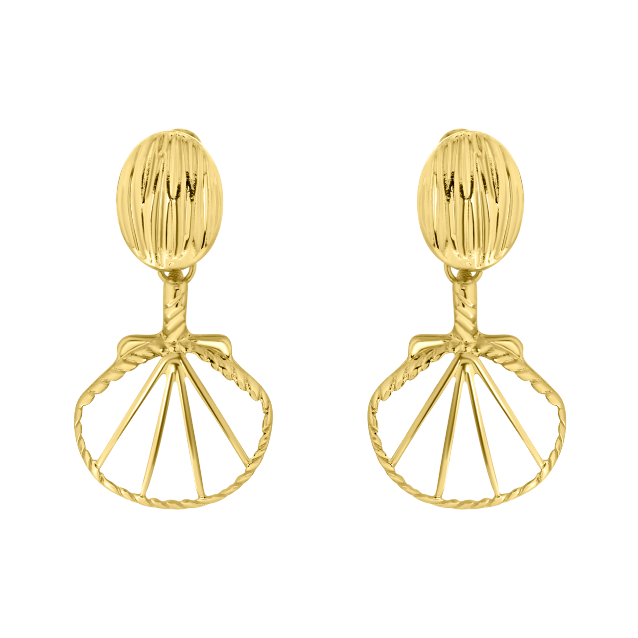 Goudkleurige bijoux oorbellen met schelp