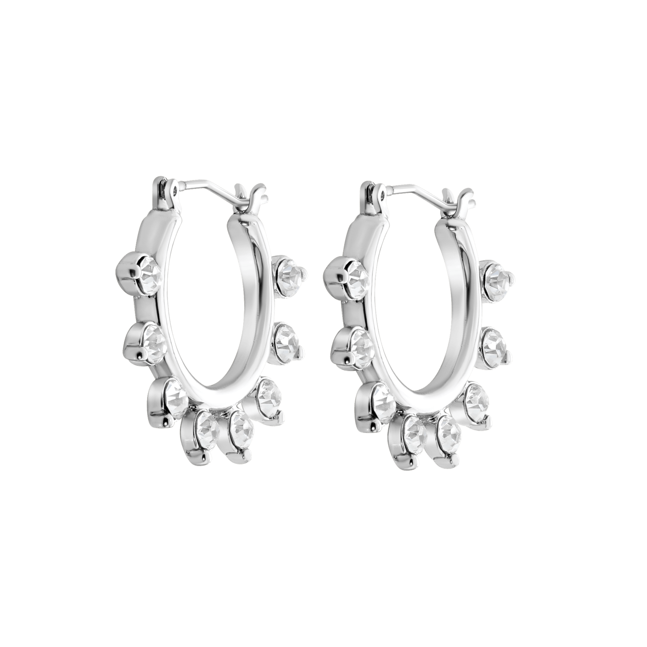 Zilverkleurige bijoux oorringen met stenen