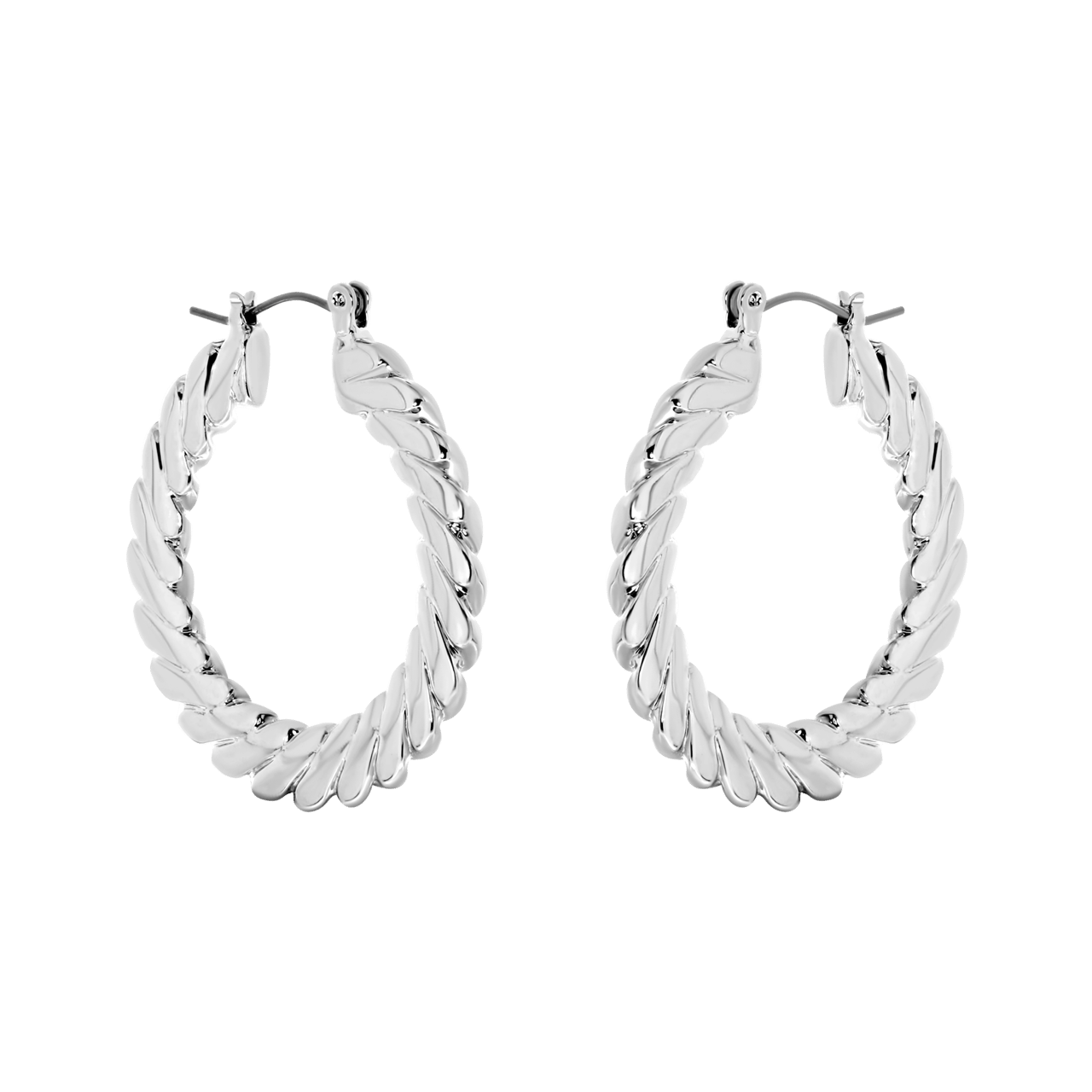 Zilverkleurige bijoux oorringen bewerkt