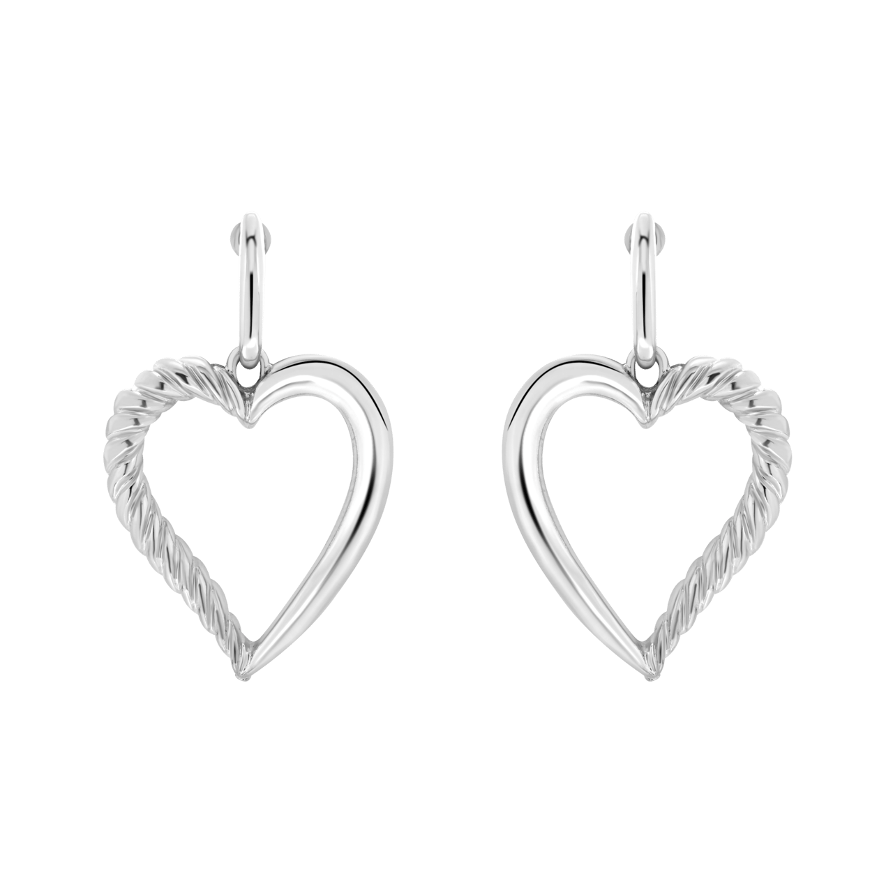 Zilverkleurige bijoux oorbellen met hartjes