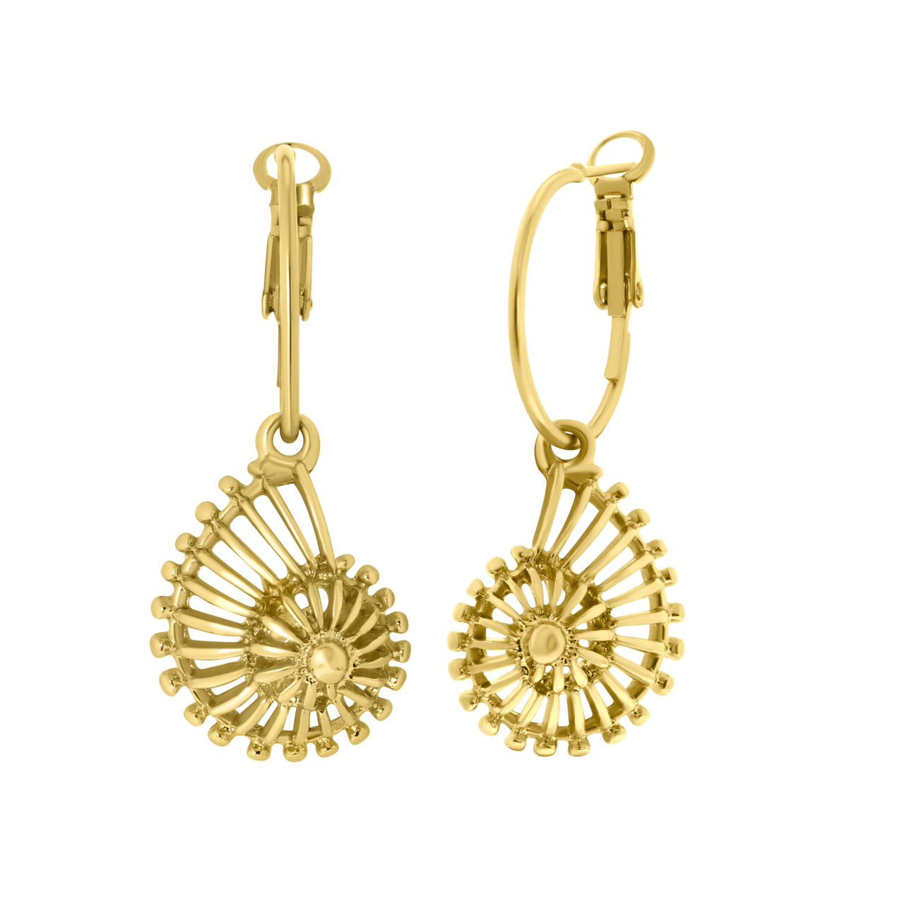 Goudkleurige bijoux oorbellen schelp