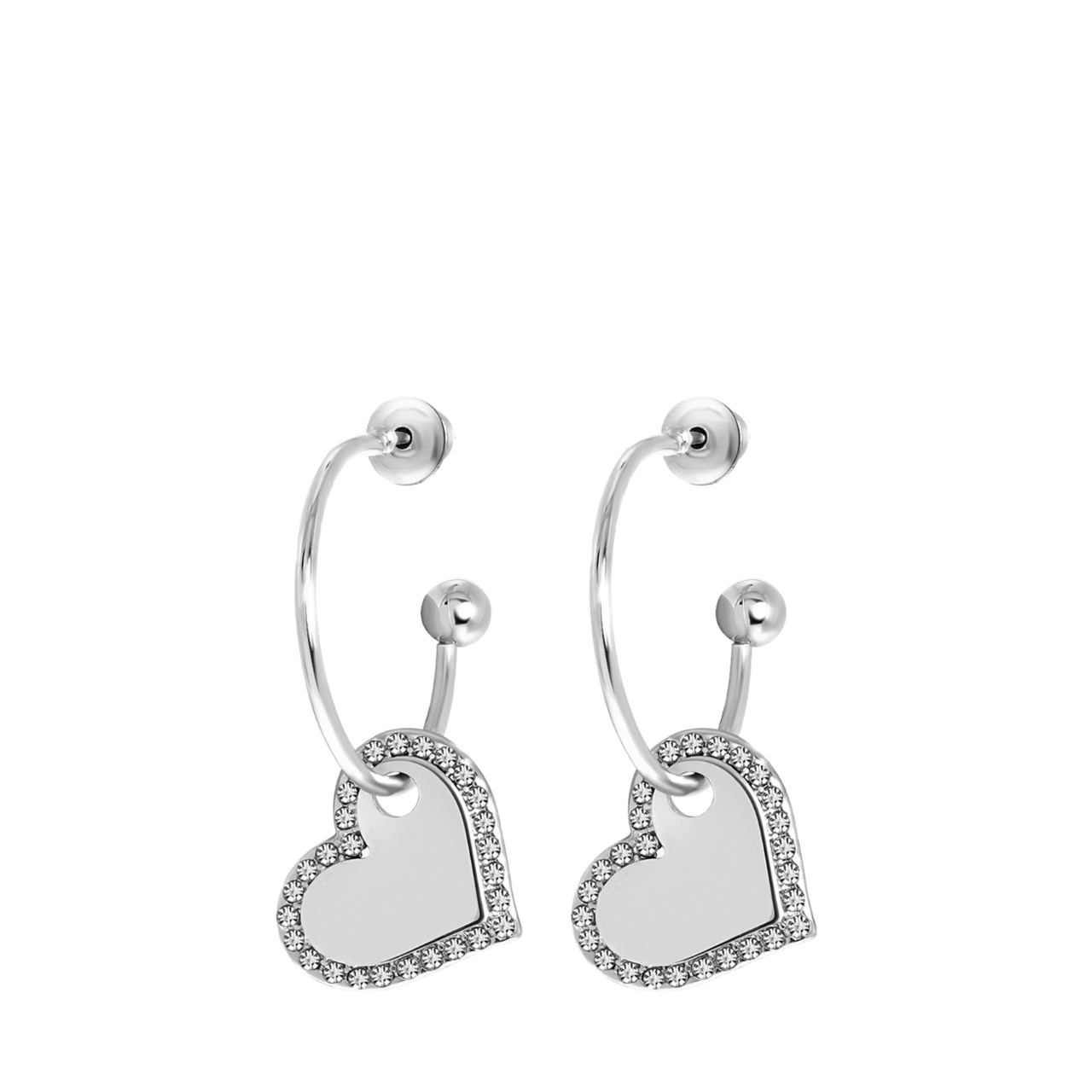 Zilverkleurige bijoux oorbellen met hartjes
