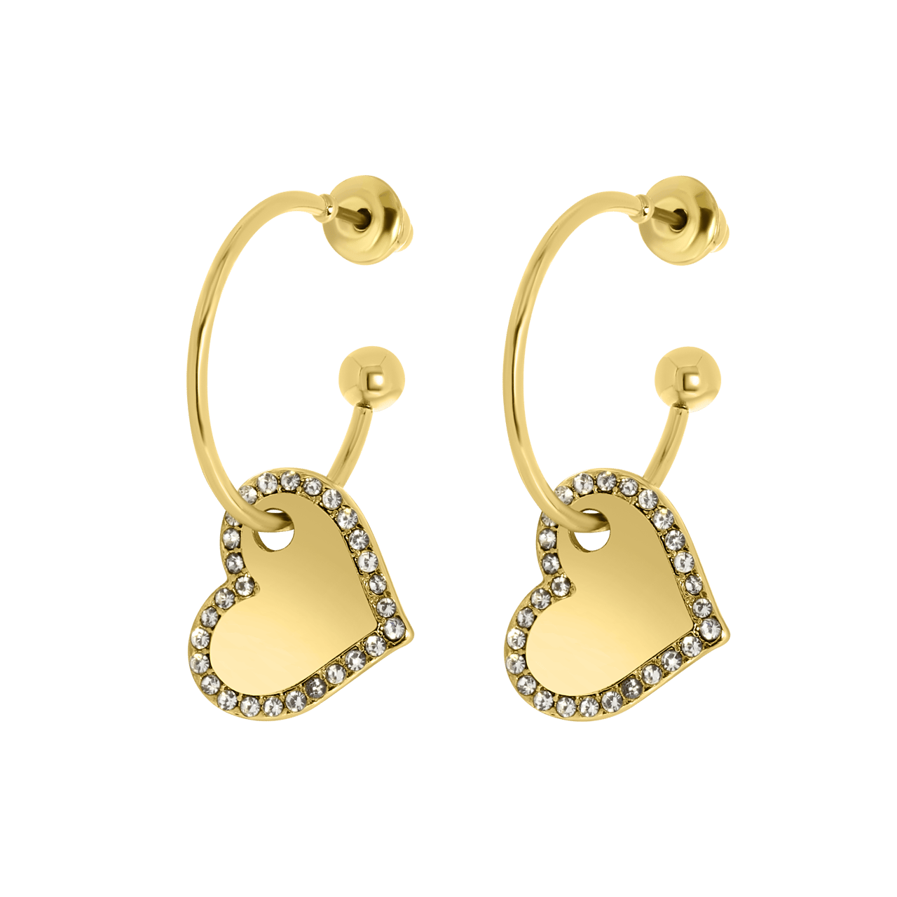 Goudkleurige bijoux oorbellen met hartjes