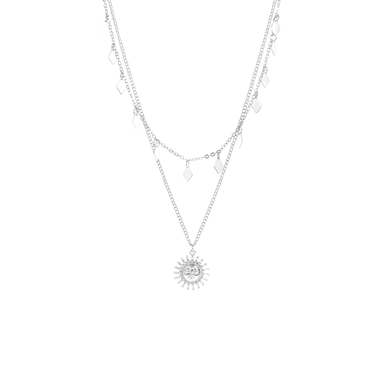 Zilverkleurige bijoux ketting zon