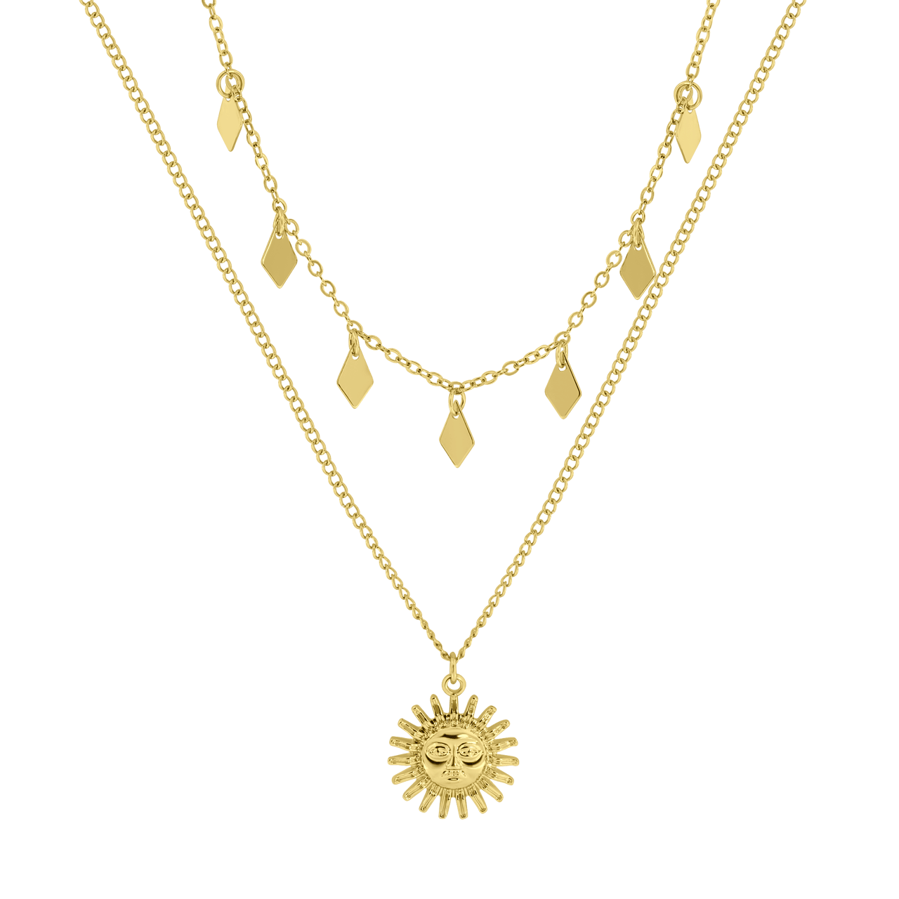 Goudkleurige bijoux ketting zon