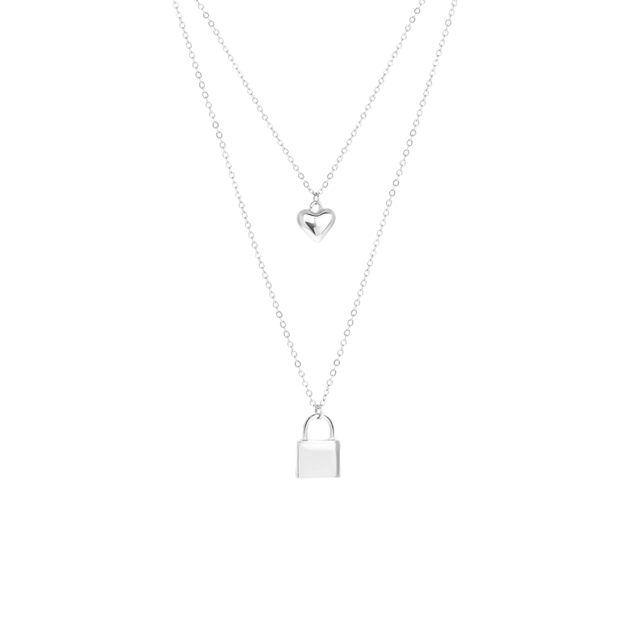 Zilverkleurige ketting slot en hartje