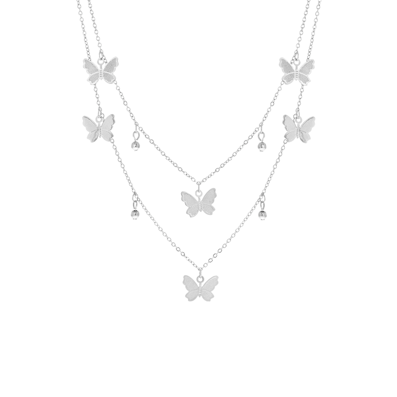 Zilverkleurige ketting met vlinders