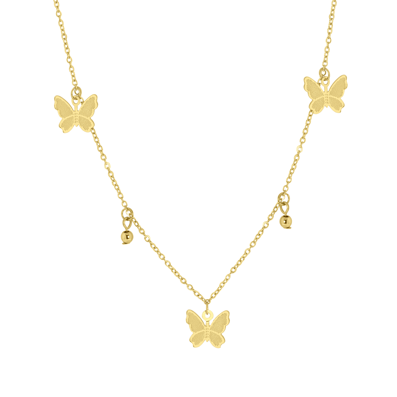 Goudkleurige ketting met vlinders
