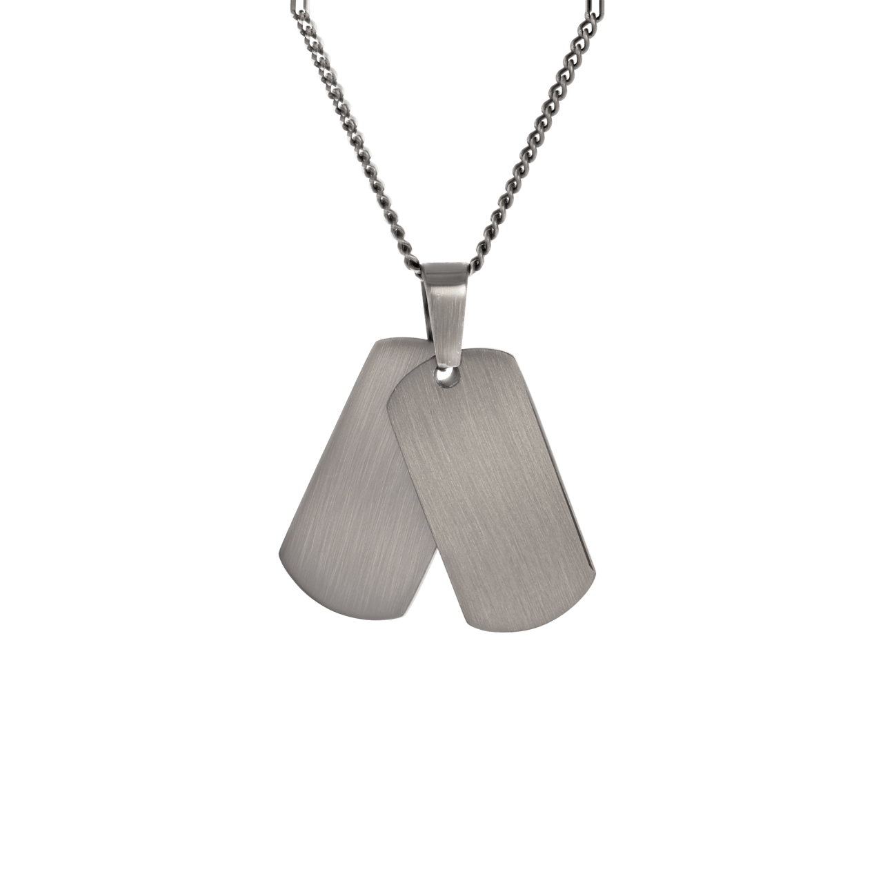Gerecycled stainless steel herenketting met dubbele plaathanger