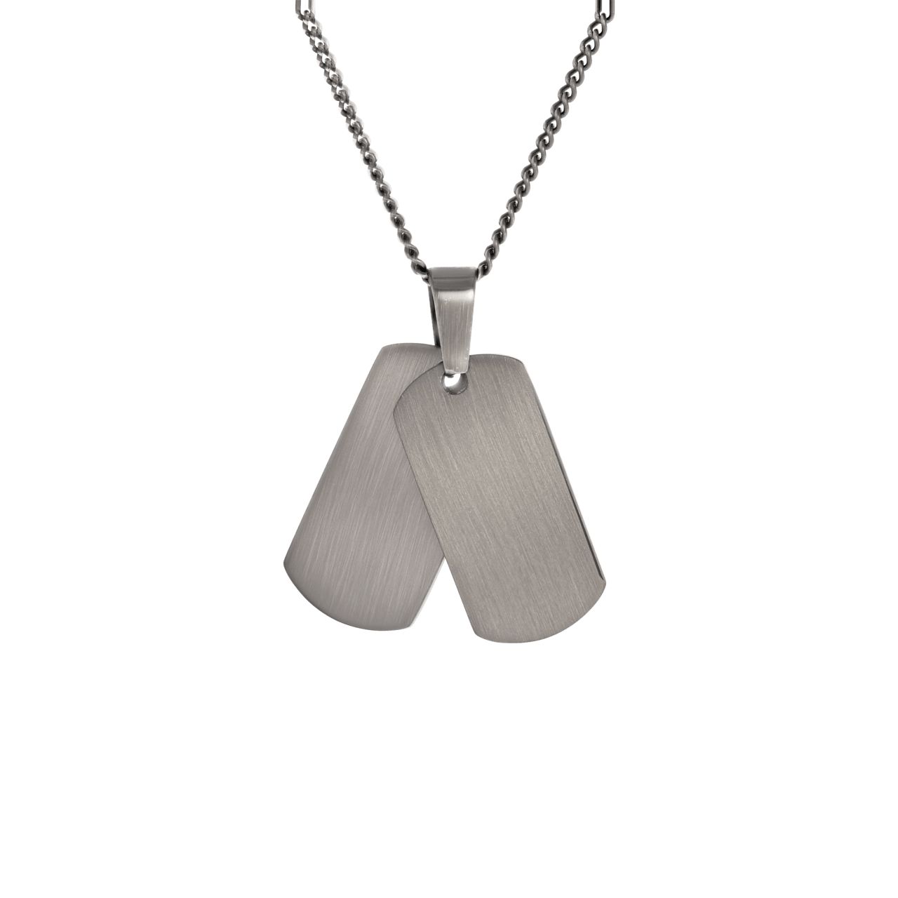 Gerecycled stalen herenketting met dubbele plaathanger