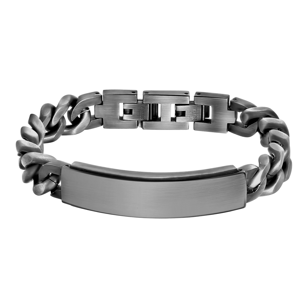 Gerecycleerd stainless steel heren plaatarmband gourmetschakel