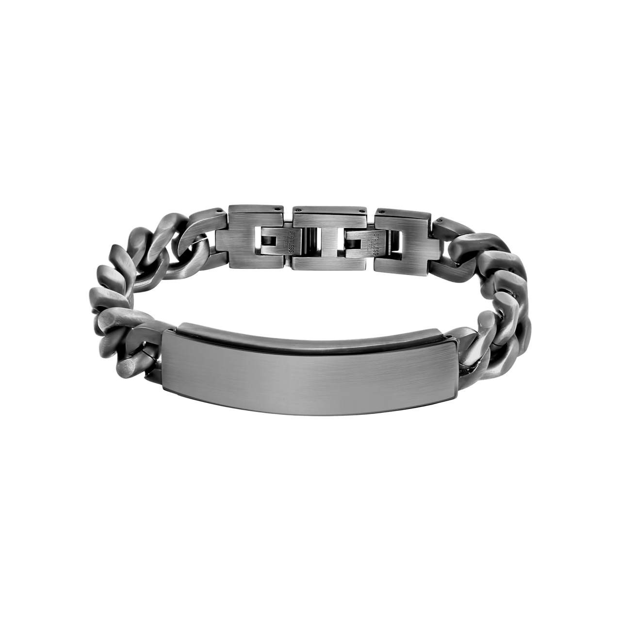 Plattenarmband für Herren, Edelstahl, mit Gourmet-Kettenglied