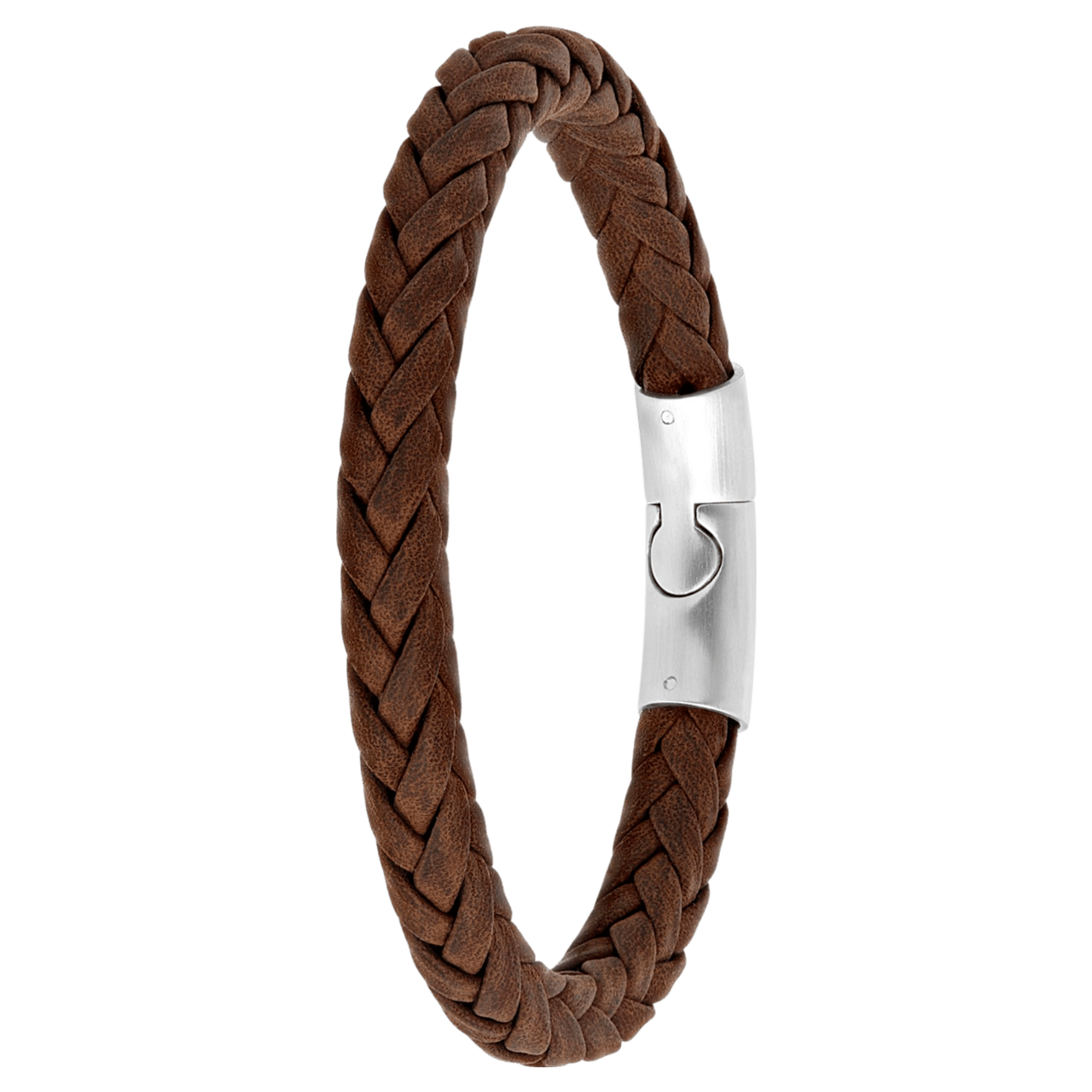 Stalen herenarmband leer donker bruin 7mm