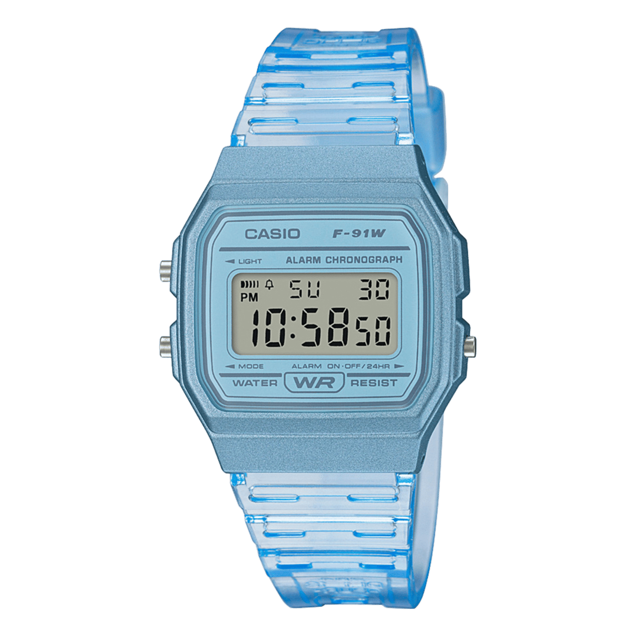 CASIO COLLECTION, blau, transparent F-91WS-2EF