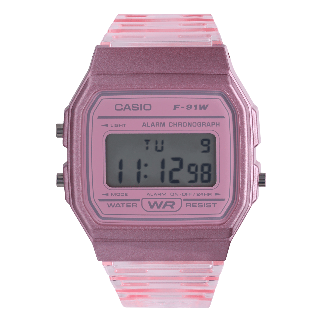 CASIO COLLECTION, rosa, transparent F-91WS-4EF