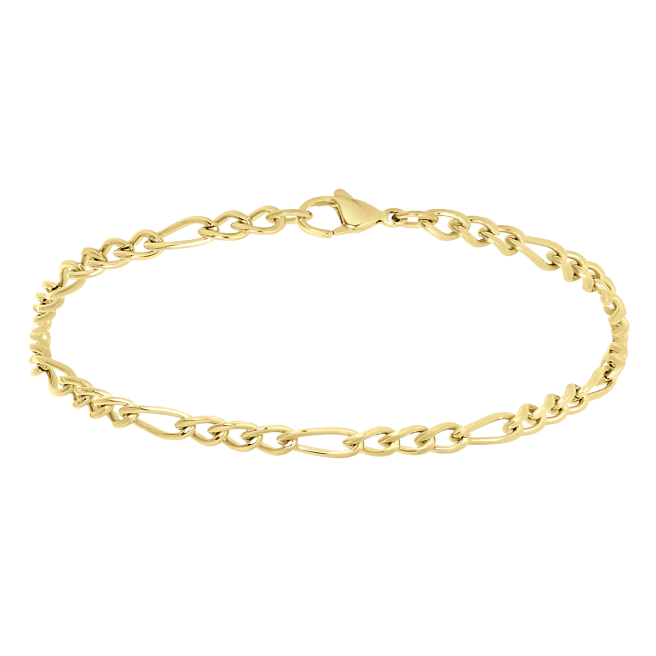 Gerecycleerd stainless steel goldplated armband met figaroschakel