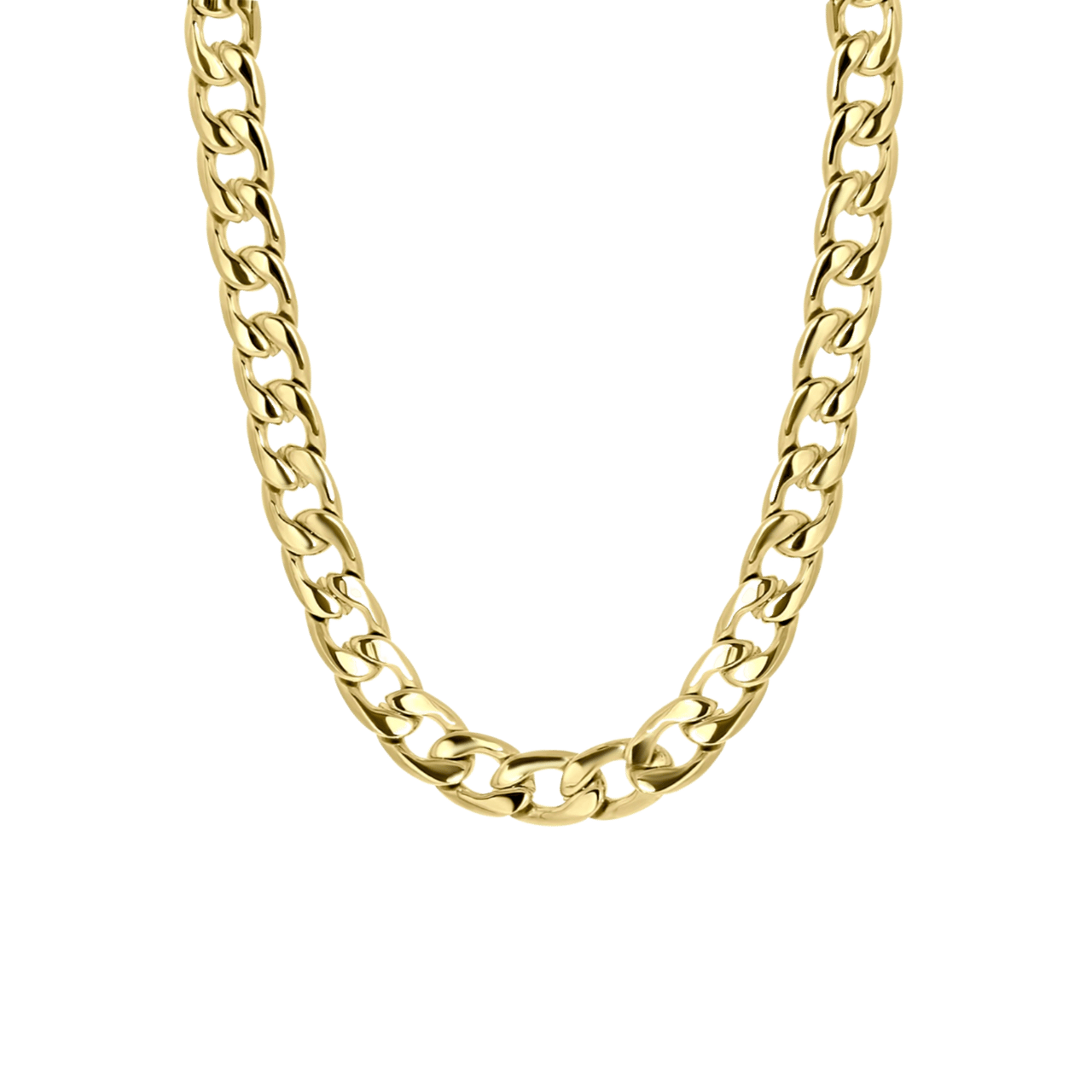 Gerecycled stalen goldplated ketting met gourmetschakel