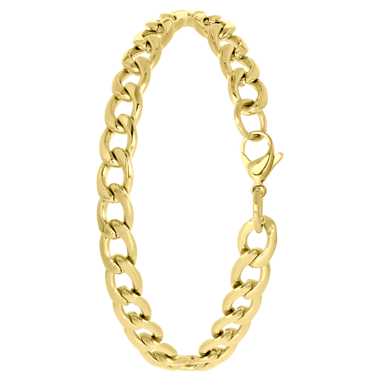 Gerecycleerd stainless steel goldplated armband met gourmetschakel