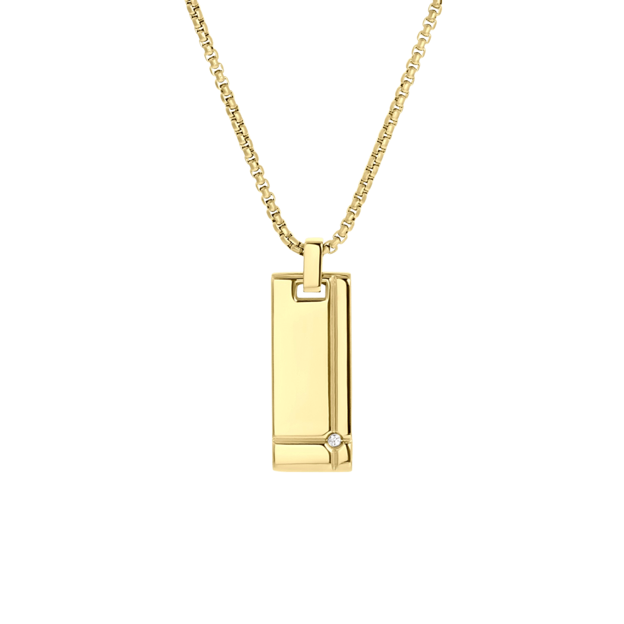 Stainless steel goldplated herenketting met hanger met zirkonia
