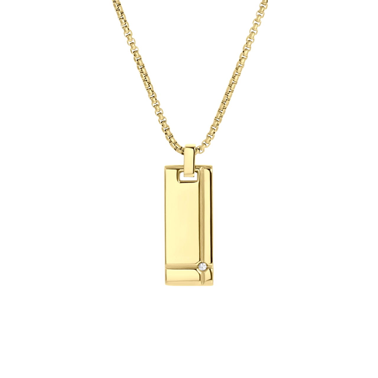Stalen goldplated herenketting met hanger met zirkonia