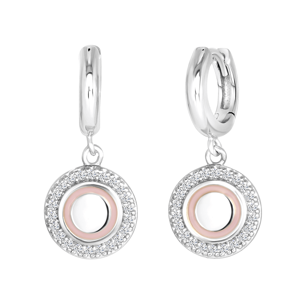 Gerecycleerd zilveren oorbellen disc zirkonia