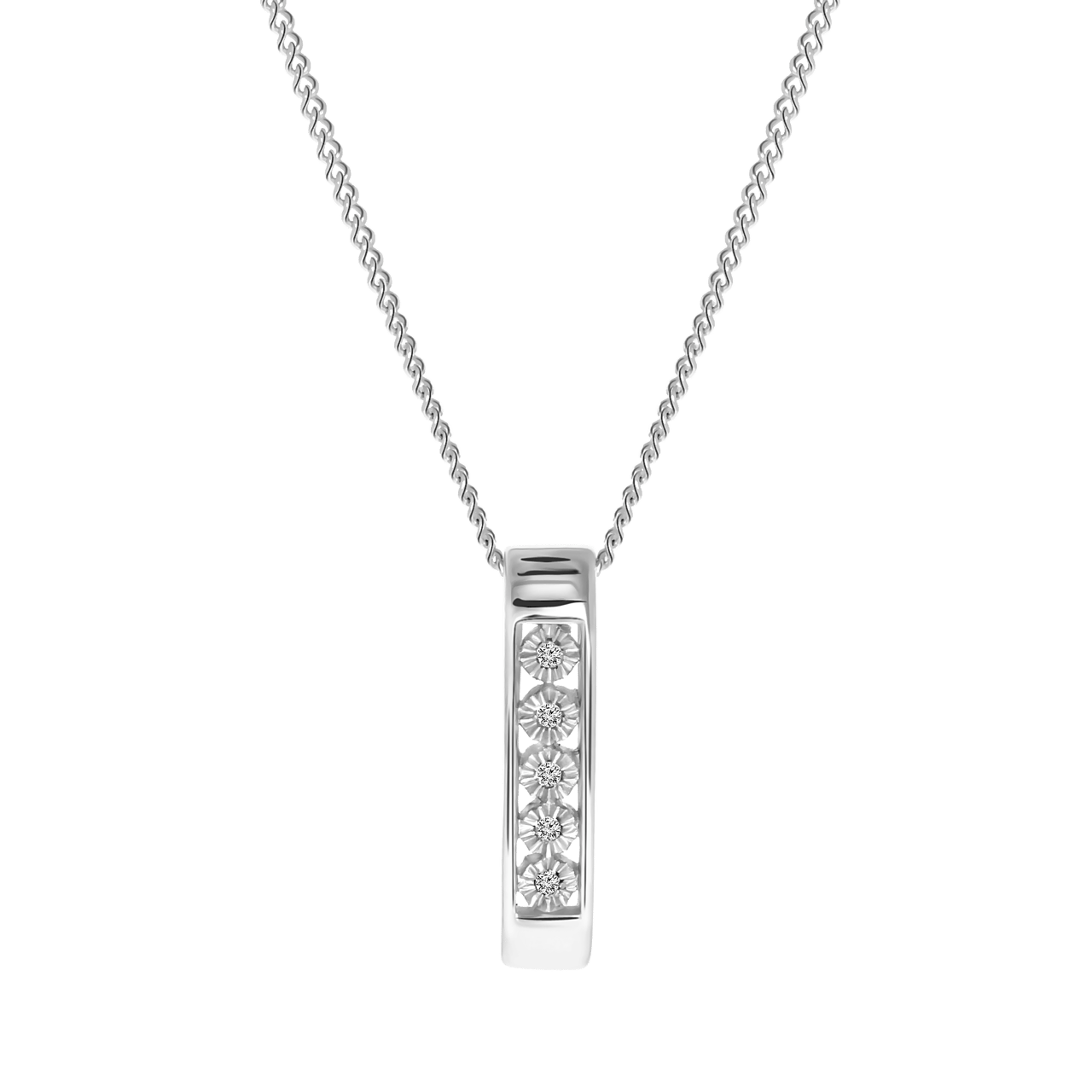 Halskette, 750 Weißgold, mit Diamant 0,1 kt