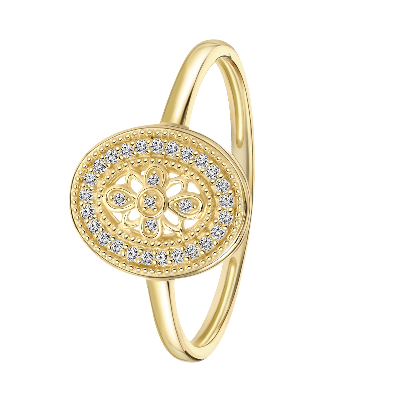 Ring, 750 Gelbgold, 30 Diamanten, 0,07 kt