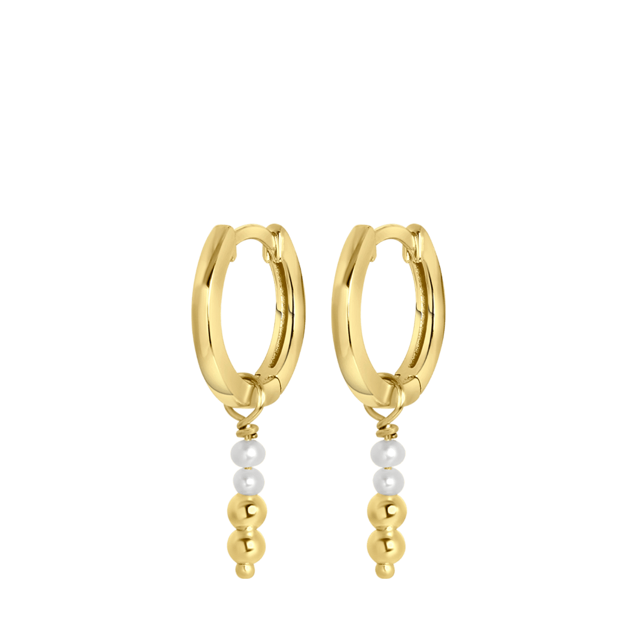 Zilveren goldplated oorringen met hanger met parel voor dames