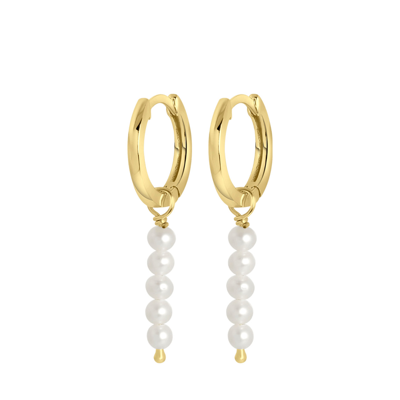 Zilveren goldplated oorringen met zoetwaterparels