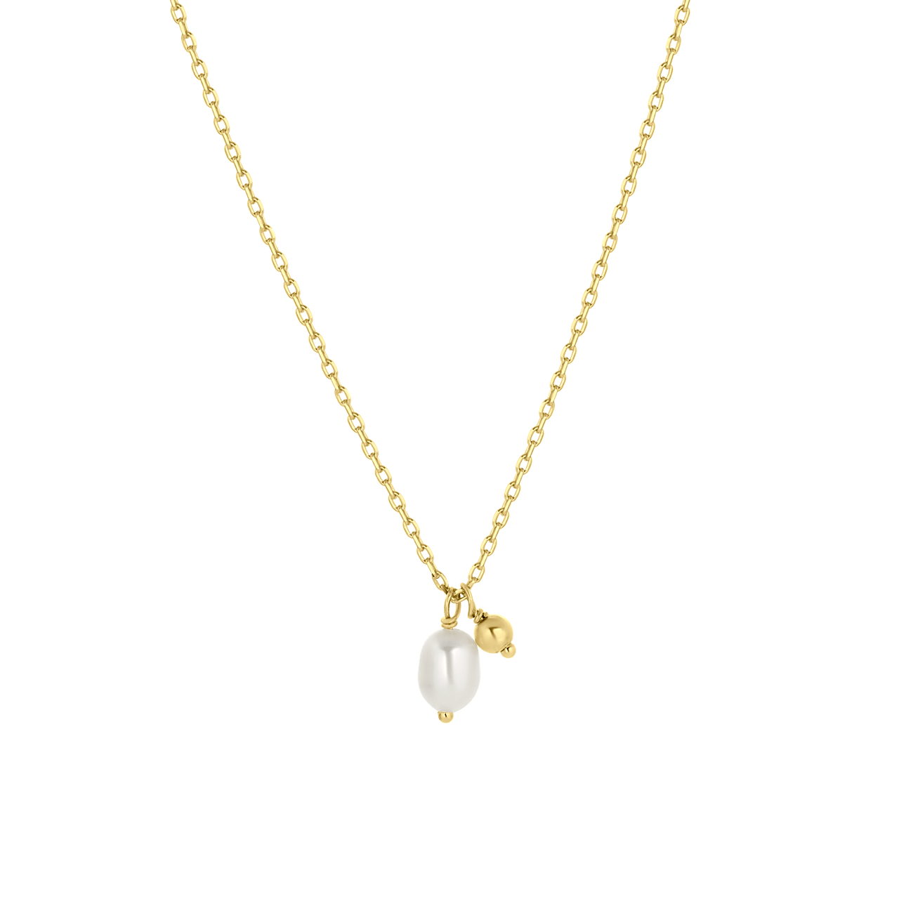 Zilveren goldplated parelketting voor dames