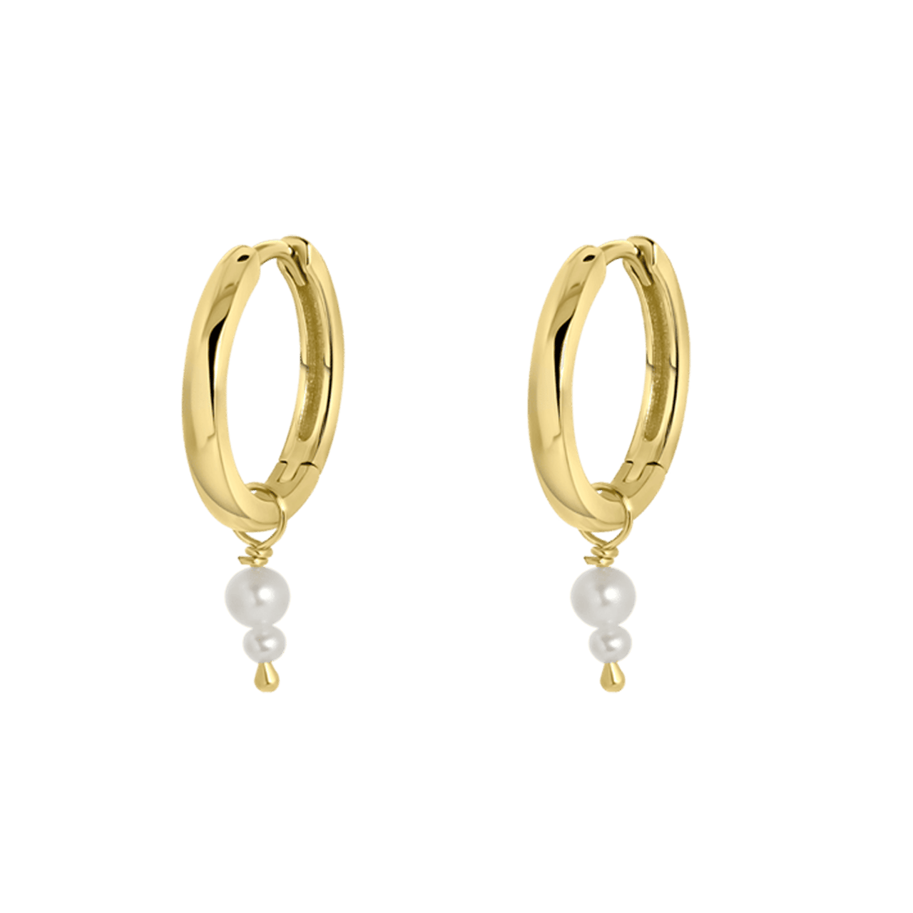 Zilveren goldplated oorringen met parel voor dames