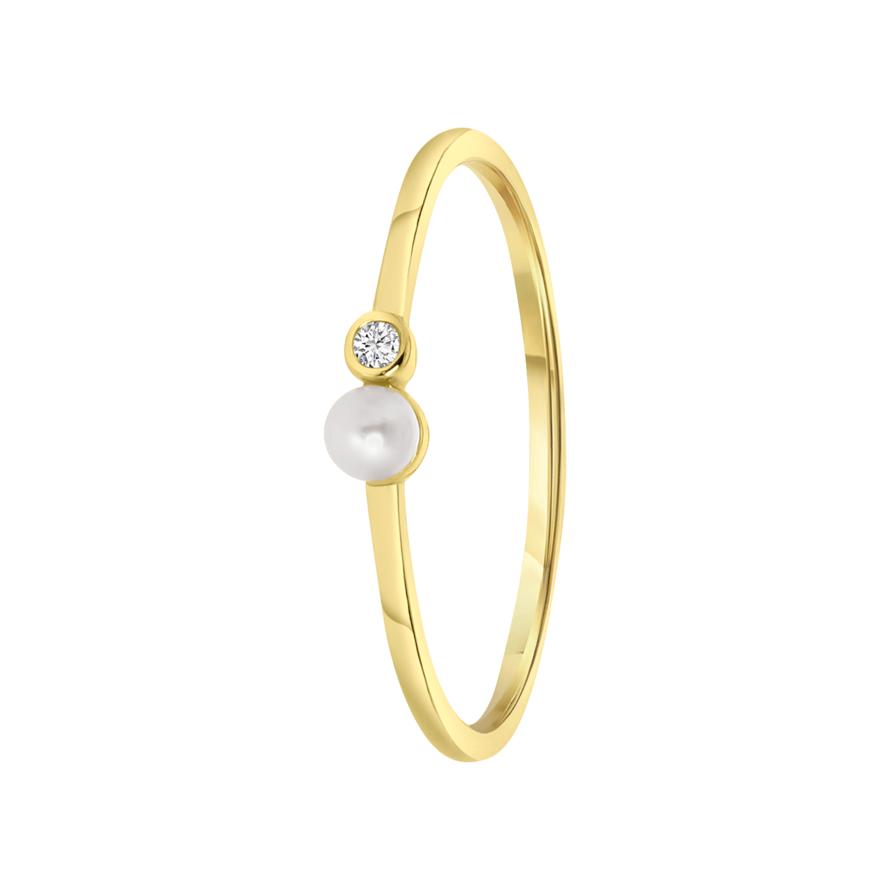 Zilveren goldplated ring met parel voor dames