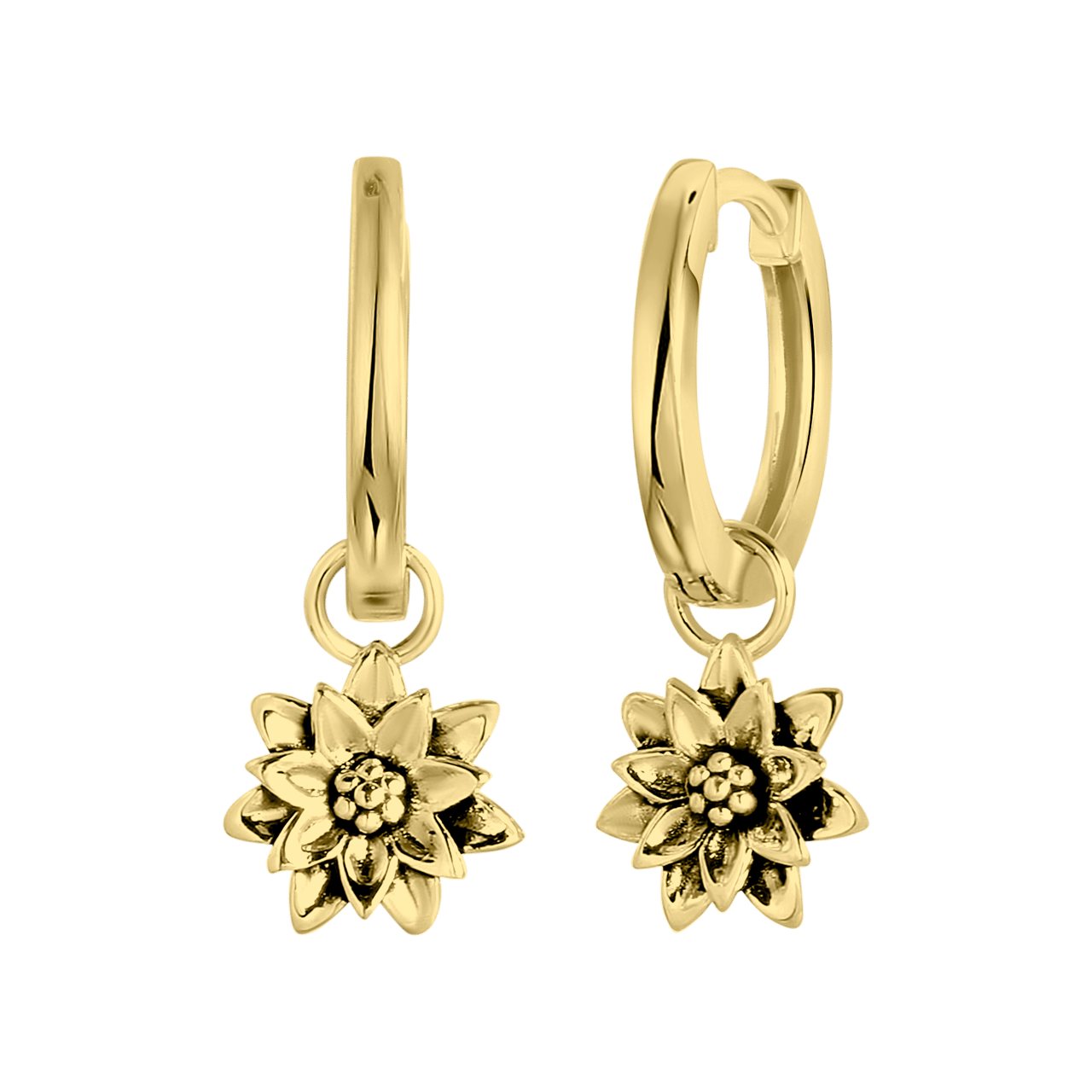 Zilveren goldplated oorbellen geboortebloem