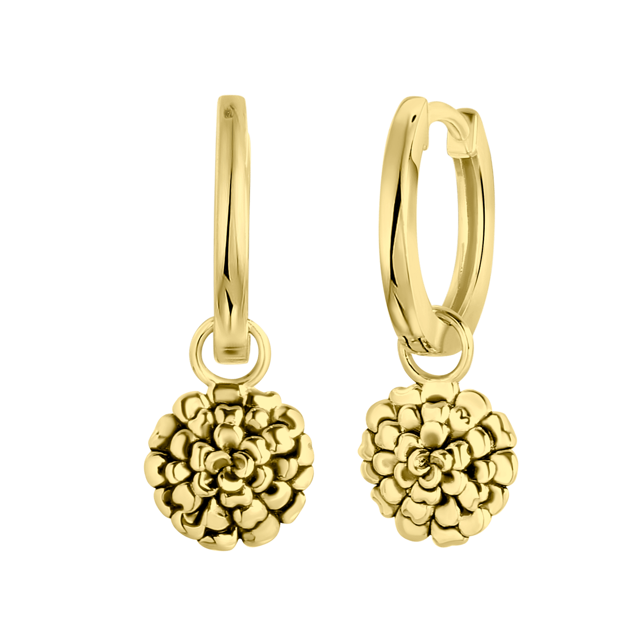 Zilveren goldplated oorbellen geboortebloem