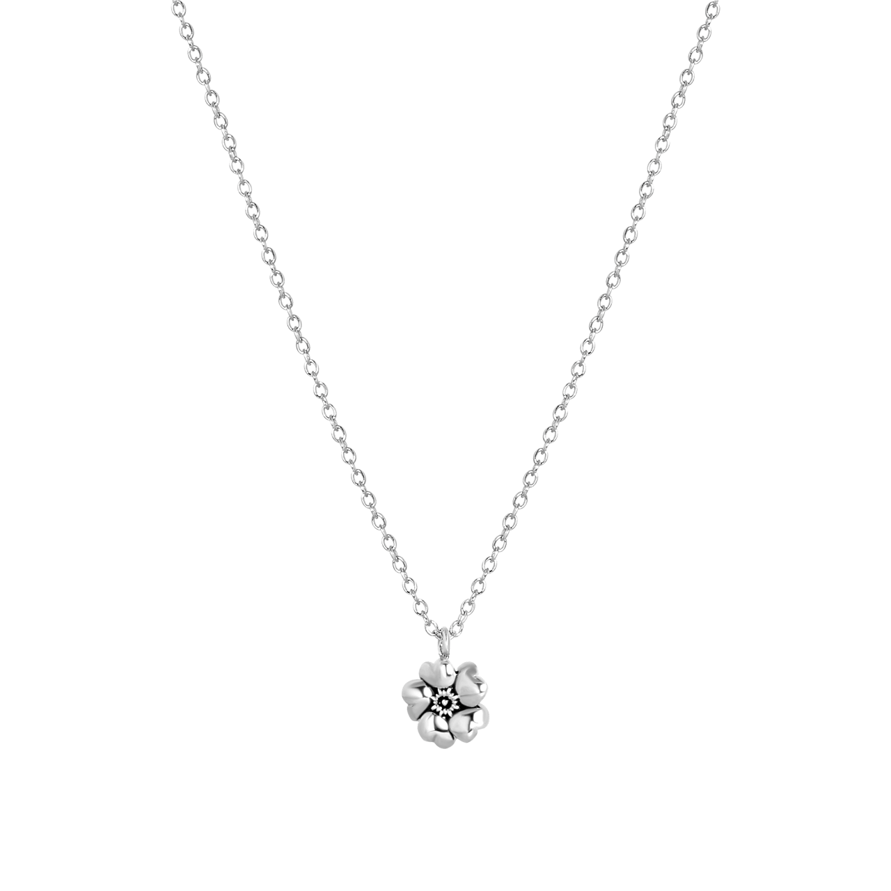 Zilveren ketting&hanger geboortebloem
