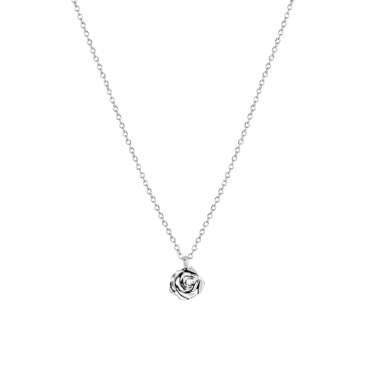 Zilveren ketting&hanger geboortebloem