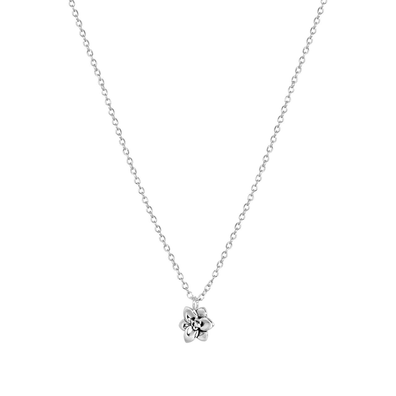 Zilveren ketting&hanger geboortebloem