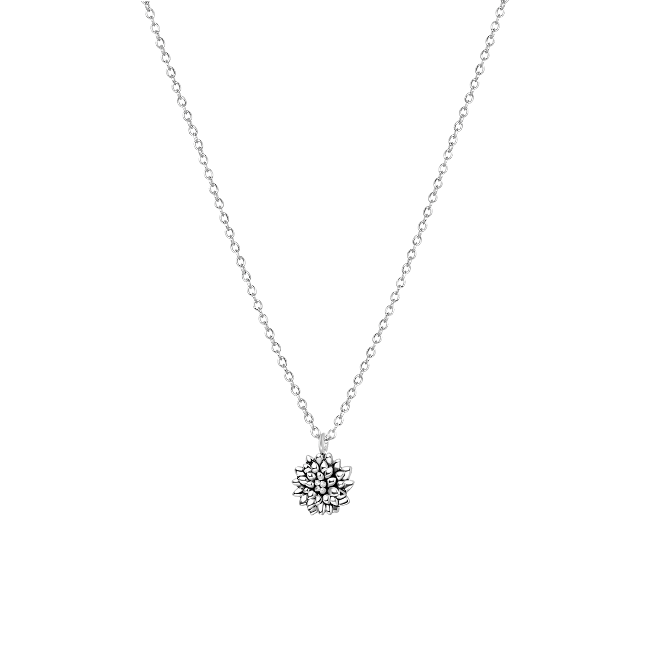 Zilveren ketting&hanger geboortebloem