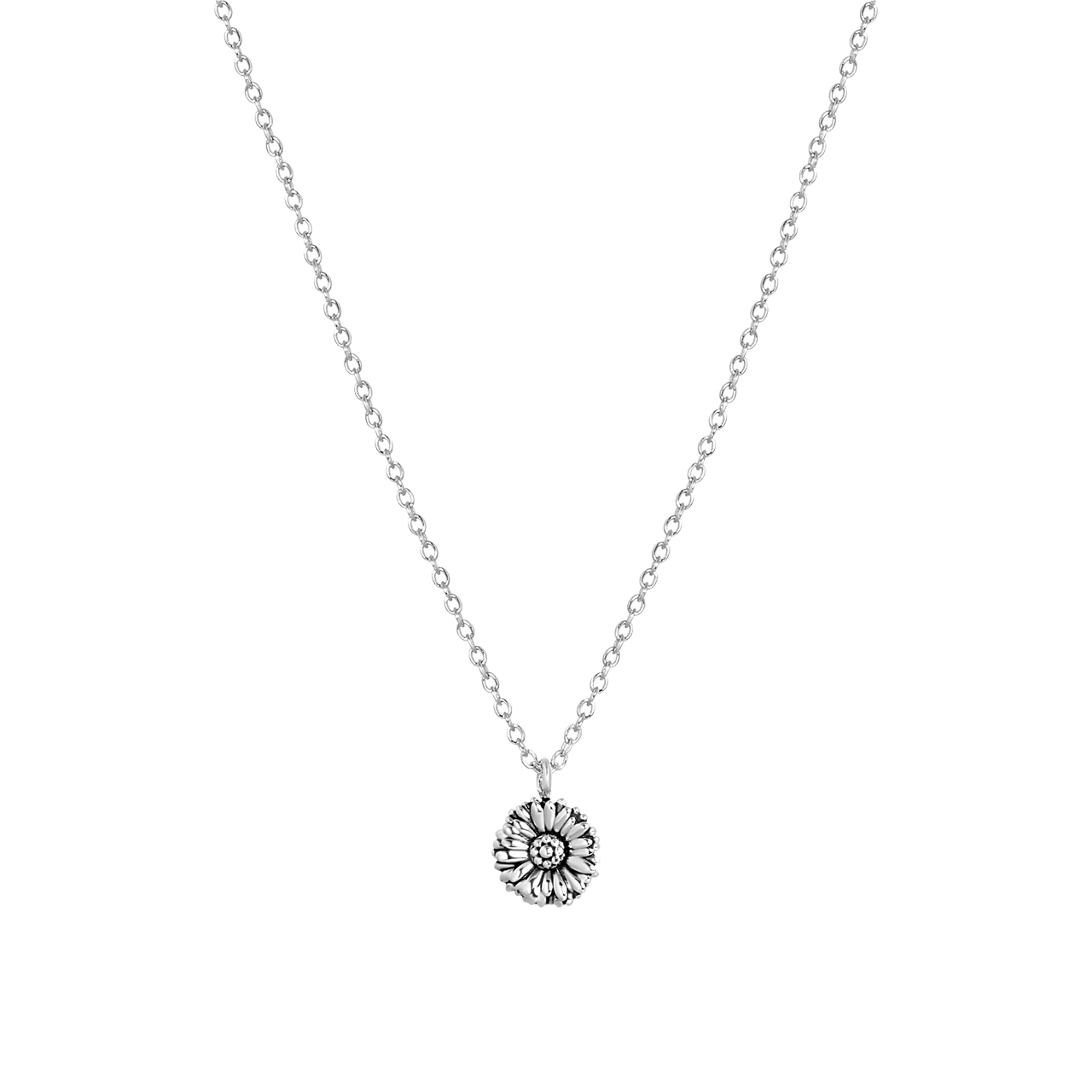 Zilveren ketting&hanger geboortebloem