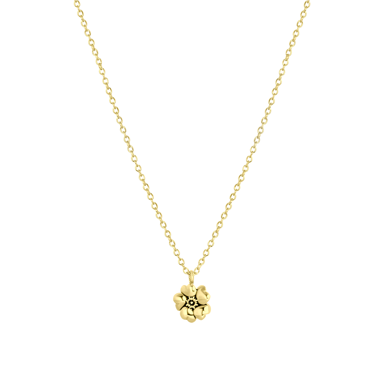 Zilveren goldplated ketting met hanger geboortebloem voor dames