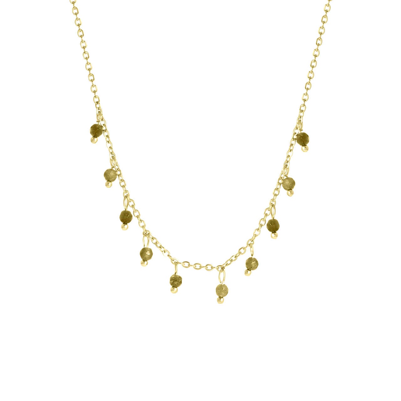 Stainless steel goldplated ketting met hanger met groene labrodriet voor dames
