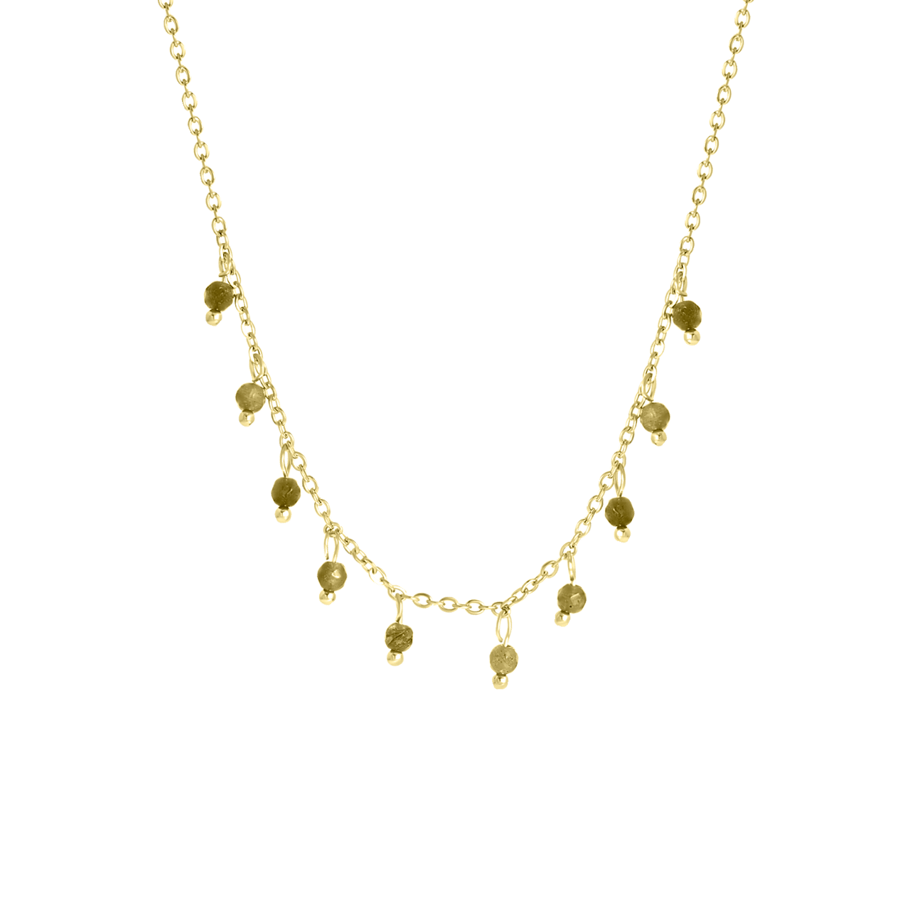 Stalen goldplated ketting met groene labradoriet