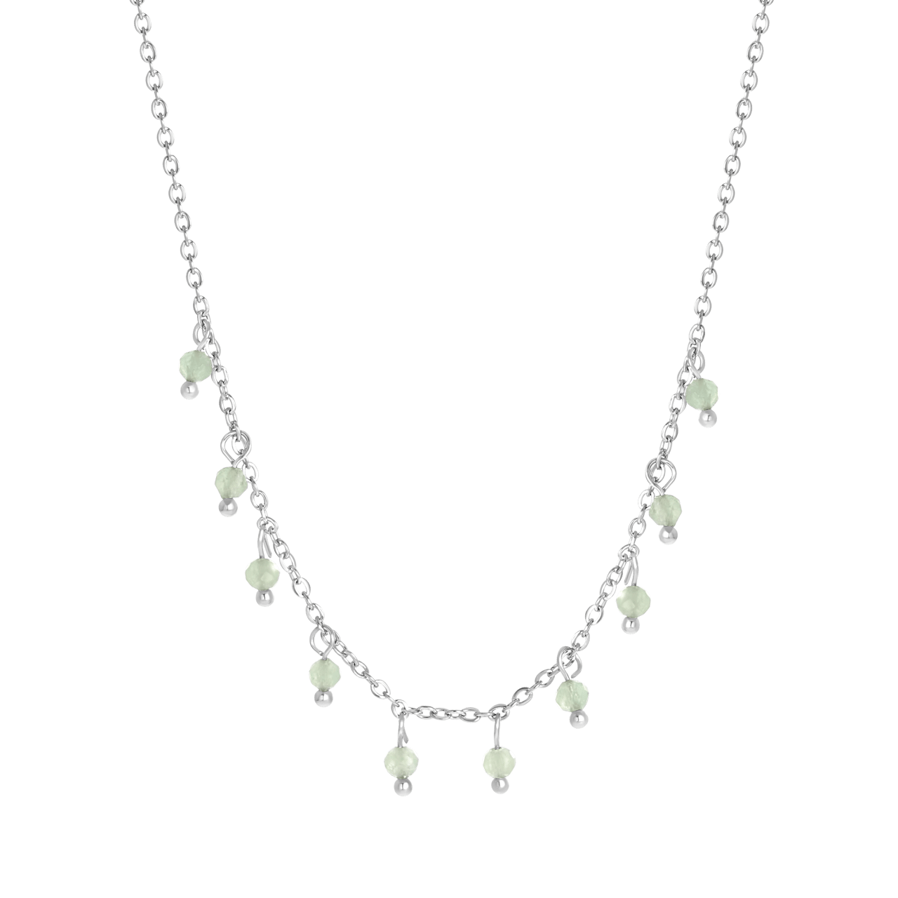 Stainless steel ketting met groene aventurijn