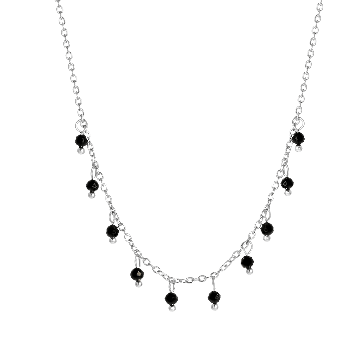Stainless steel ketting met zwarte agaat
